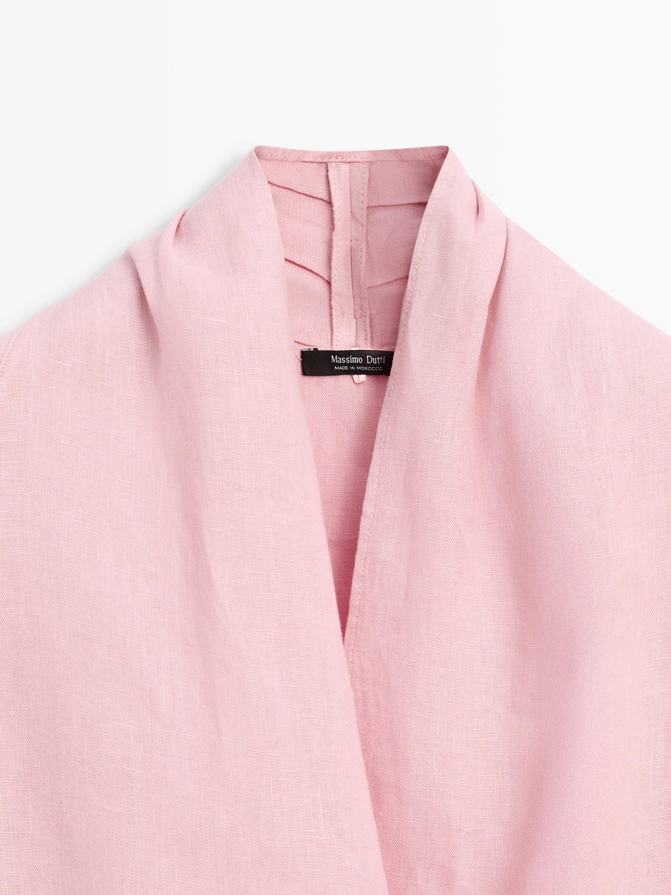 Blouse fluide croisée ample en lin
